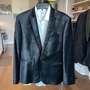 Black faux “Panther Fur” Sports Coat - Express